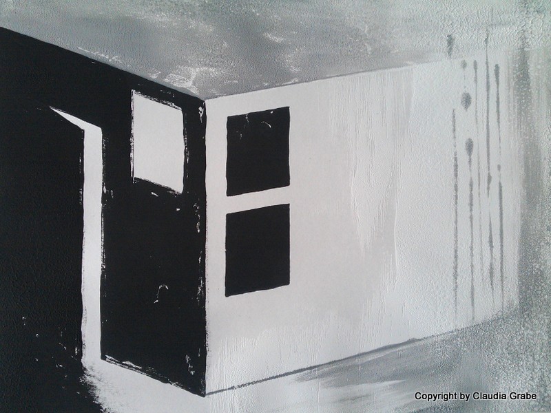 Gebäude — Monotypie in Schwarz